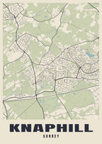 Street map poster of Knaphill, Surrey