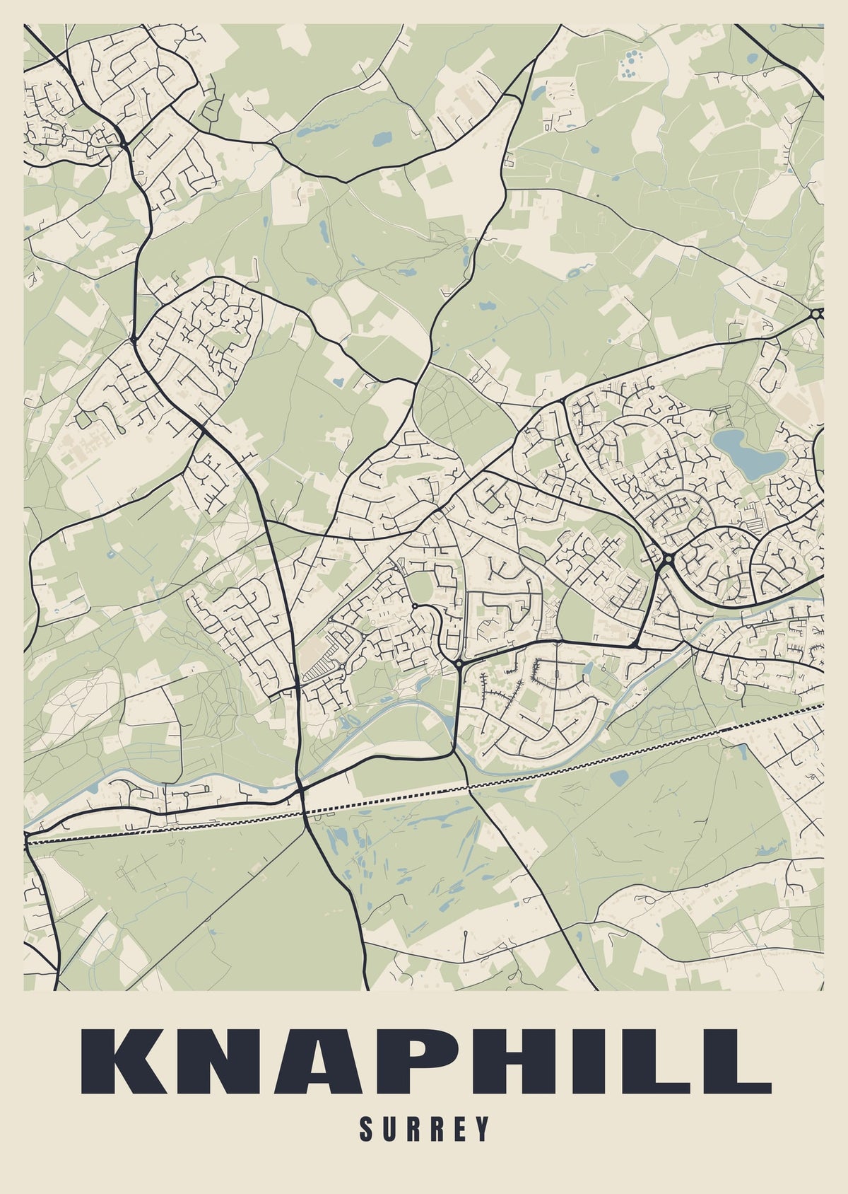 Street map poster of Knaphill, Surrey