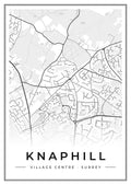 Street map poster of Knaphill village centre, Surrey