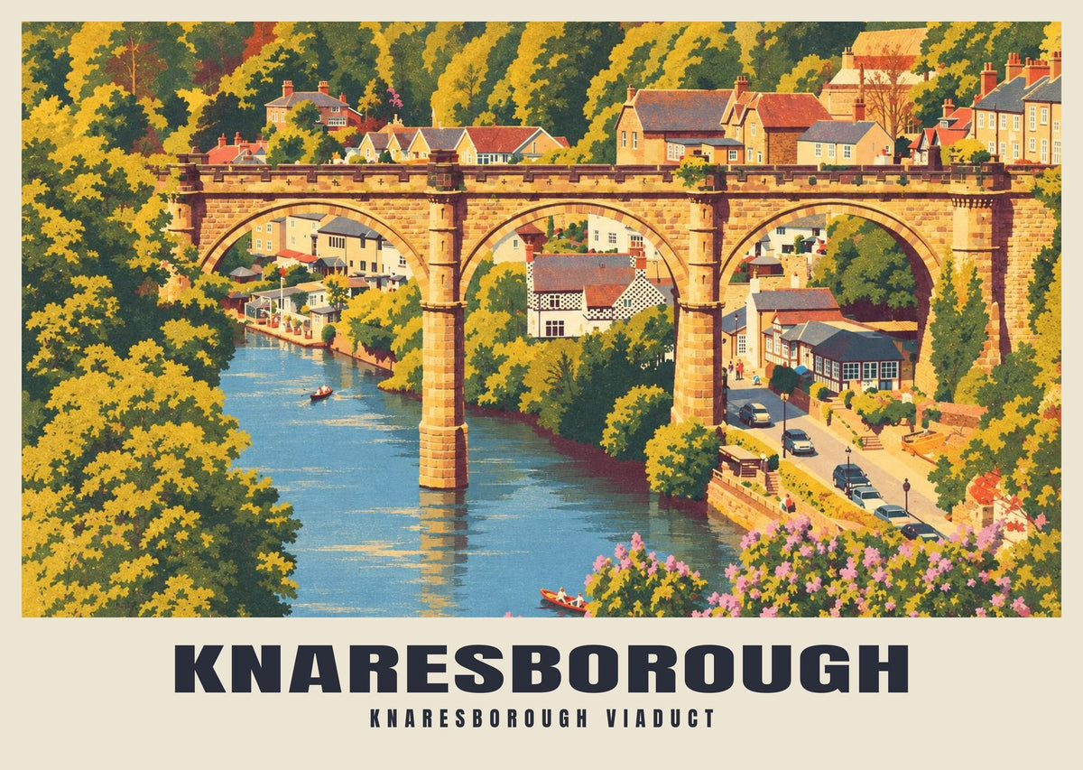 Knaresborough Viaduct poster, Retro Railway style
