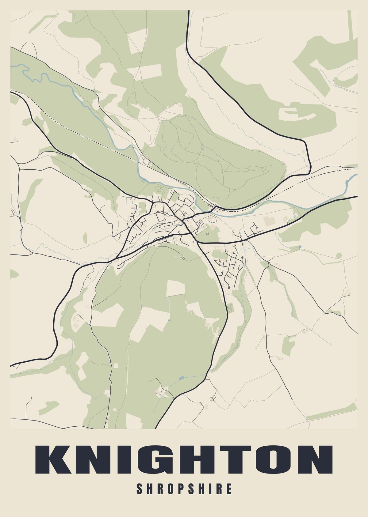 Street map poster of Knighton, Shropshire