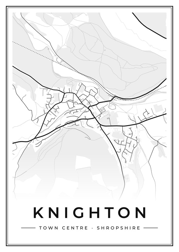 Knighton Town Centre Street Map Poster