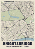 Heritage street map poster of Knightsbridge, Kensington and Chelsea, London