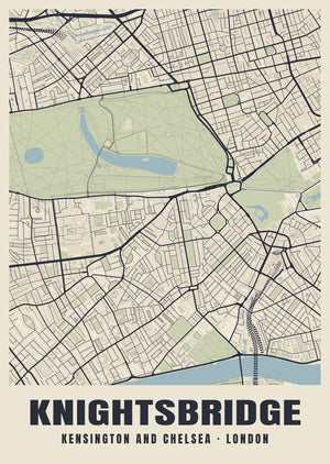 Knightsbridge Heritage Street Map Poster