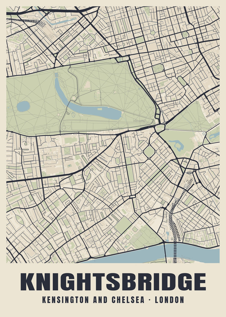 Knightsbridge Heritage Street Map Poster