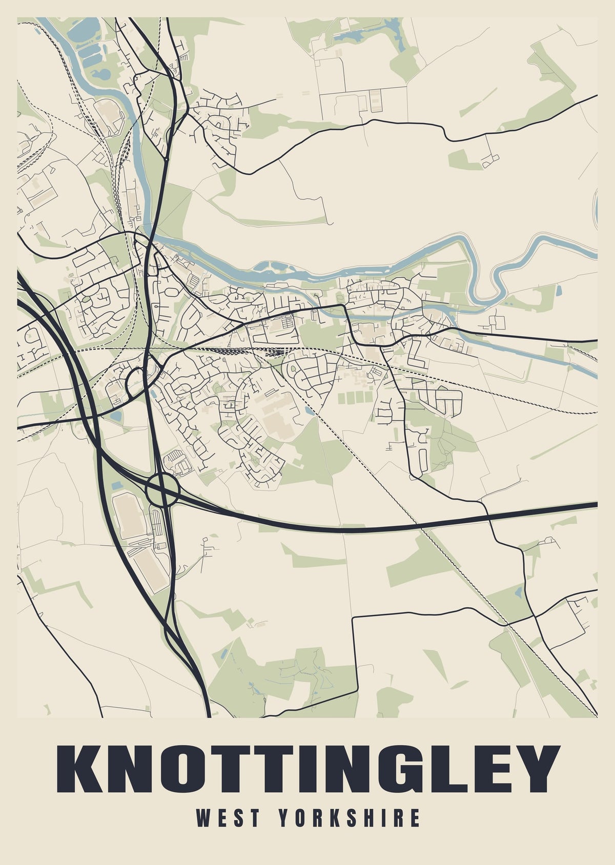 Street map poster of Knottingley, West Yorkshire