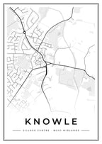 Street map poster of Knowle village centre, West Midlands