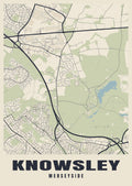 Street map poster of Knowsley, Merseyside