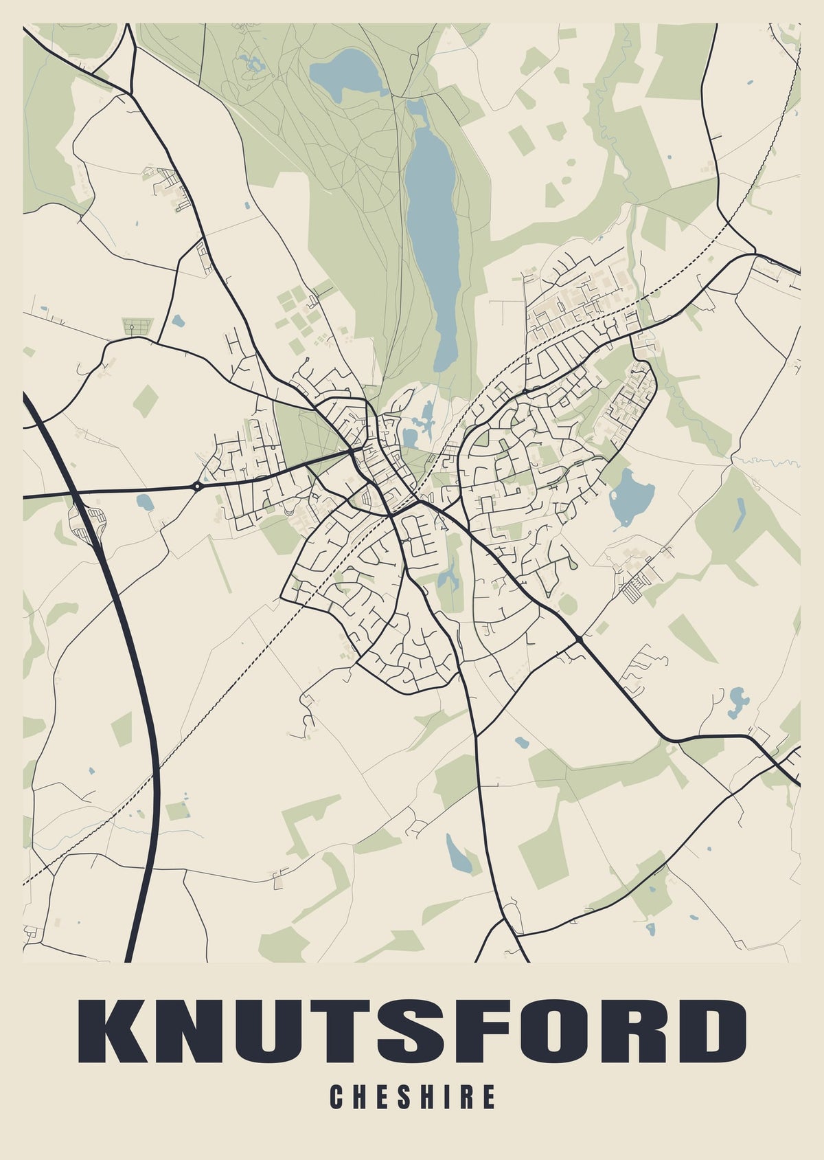 Street map poster of Knutsford, Cheshire