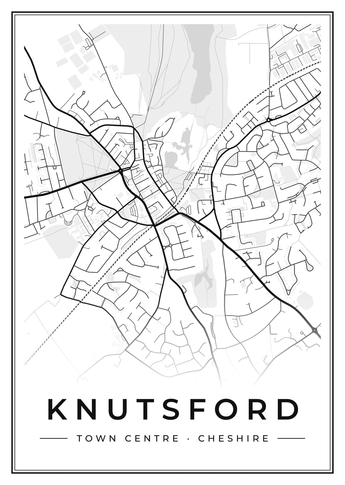 Street map poster of Knutsford town centre, Cheshire