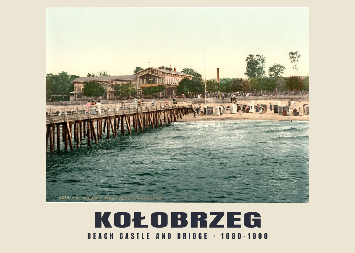 Beach Castle and Bridge, Kołobrzeg, 1890–1900 heritage photograph