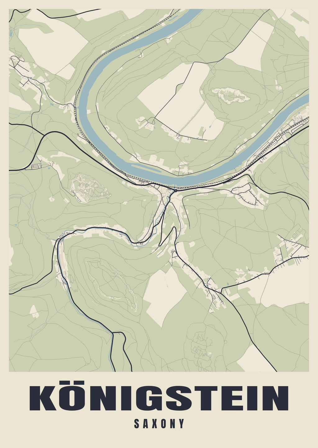 Street map poster of Königstein, Saxony