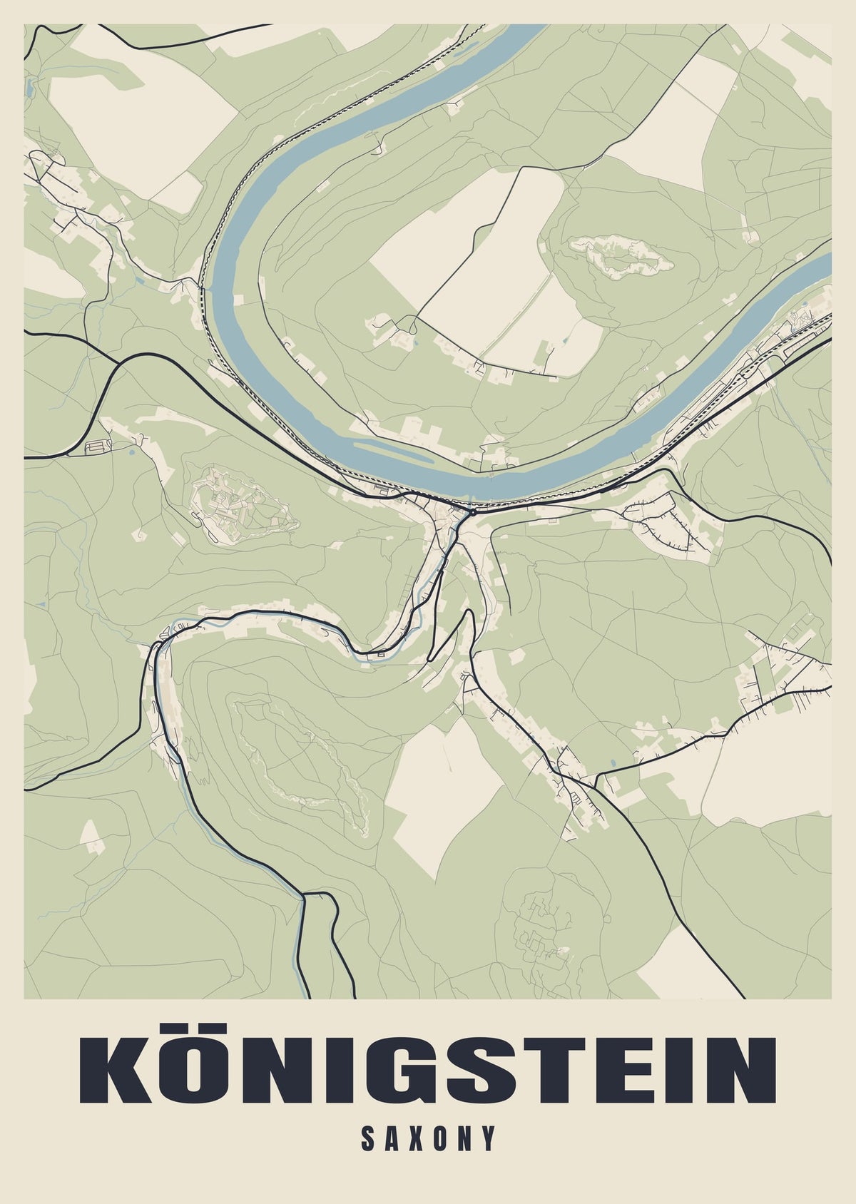 Street map poster of Königstein, Saxony
