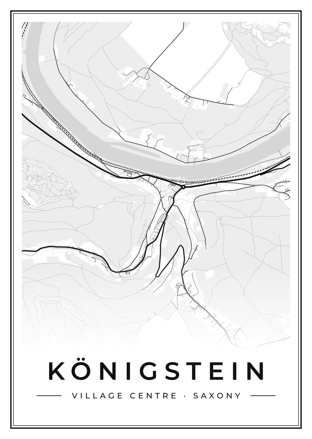 Street map poster of Königstein village centre, Saxony