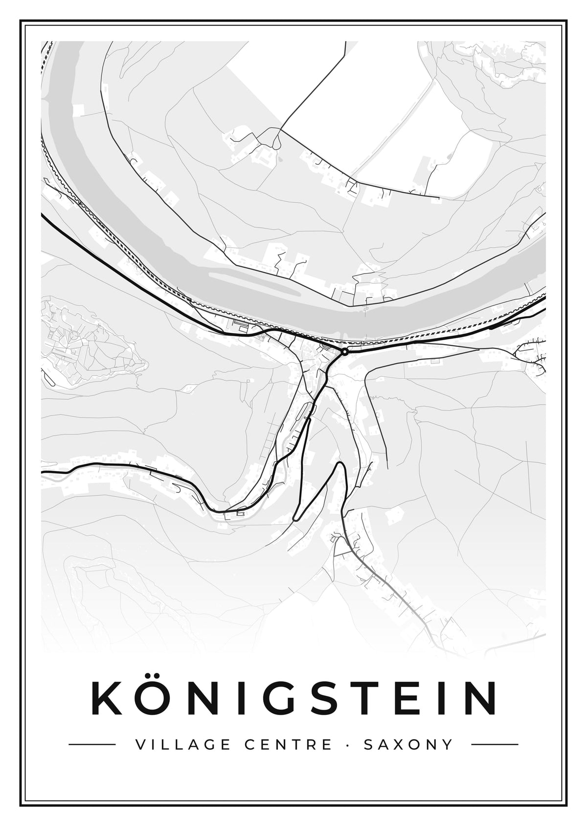 Street map poster of Königstein village centre, Saxony
