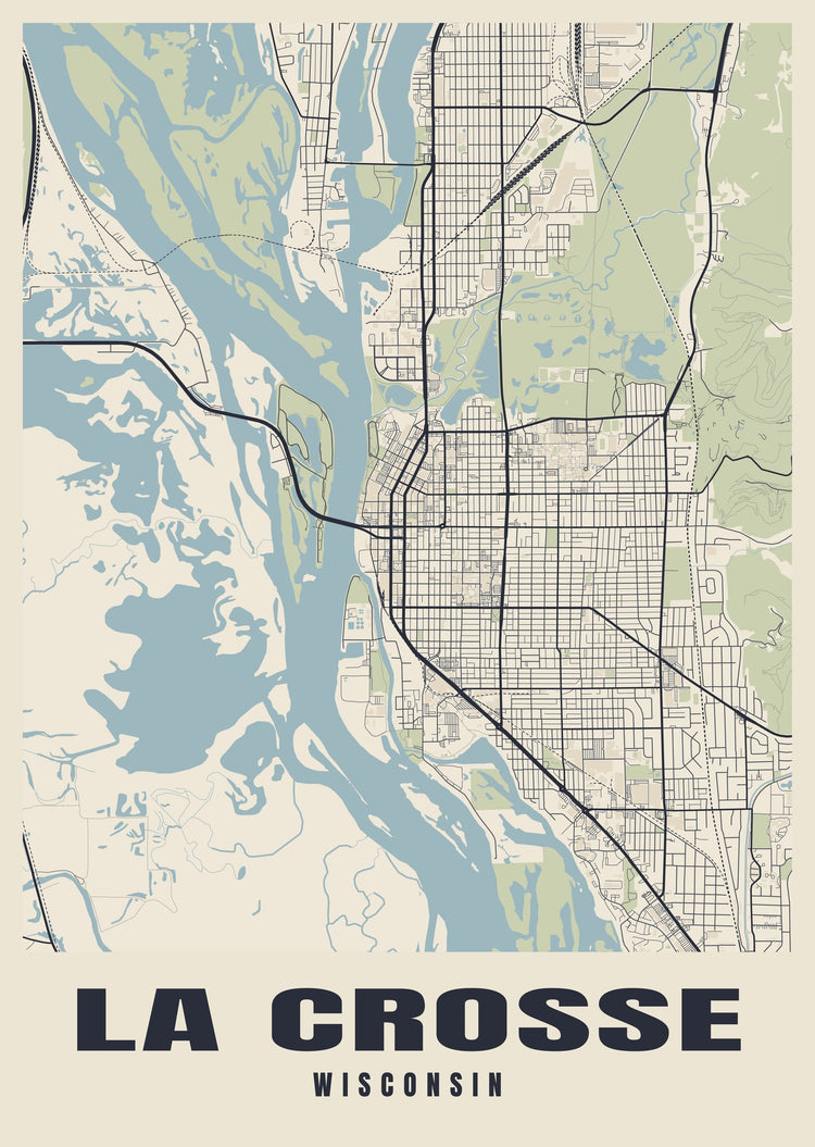 La Crosse Street Map Poster