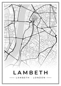Street map poster of Lambeth, Lambeth, London