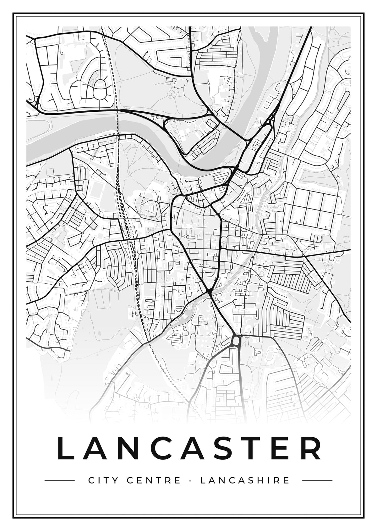 Street map poster of Lancaster city centre, Lancashire