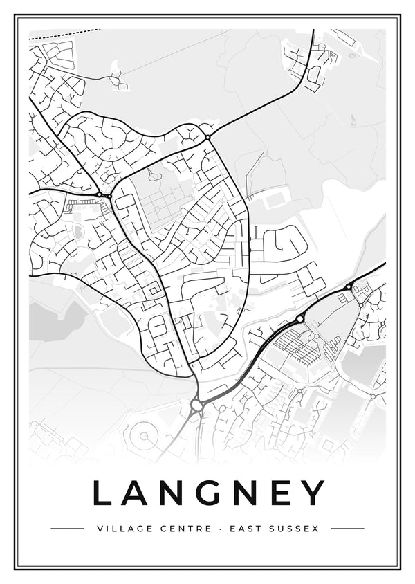Langney Village Centre Street Map Poster