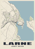 Street map poster of Larne, County Antrim