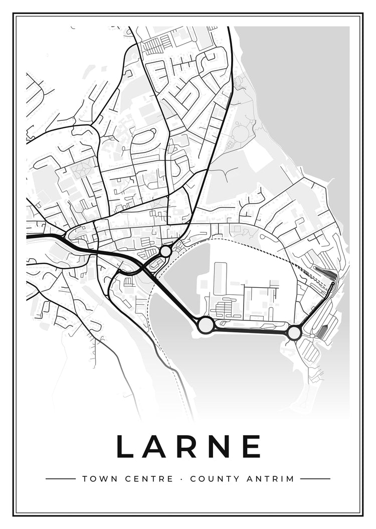 Larne Town Centre Street Map Poster