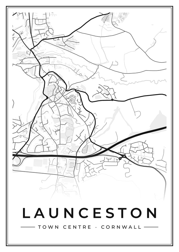 Launceston Town Centre Street Map Poster