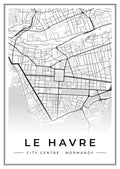 Street map poster of Le Havre city centre, Normandy