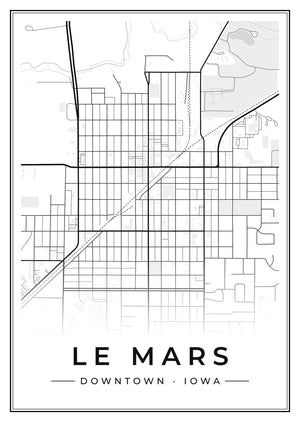 Le Mars Downtown Street Map Poster
