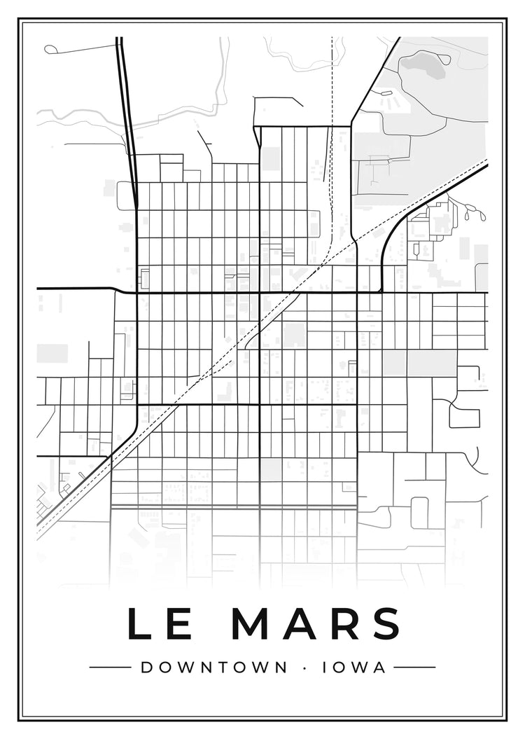 Le Mars Downtown Street Map Poster