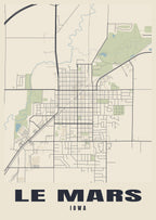 Street map poster of Le Mars, Iowa
