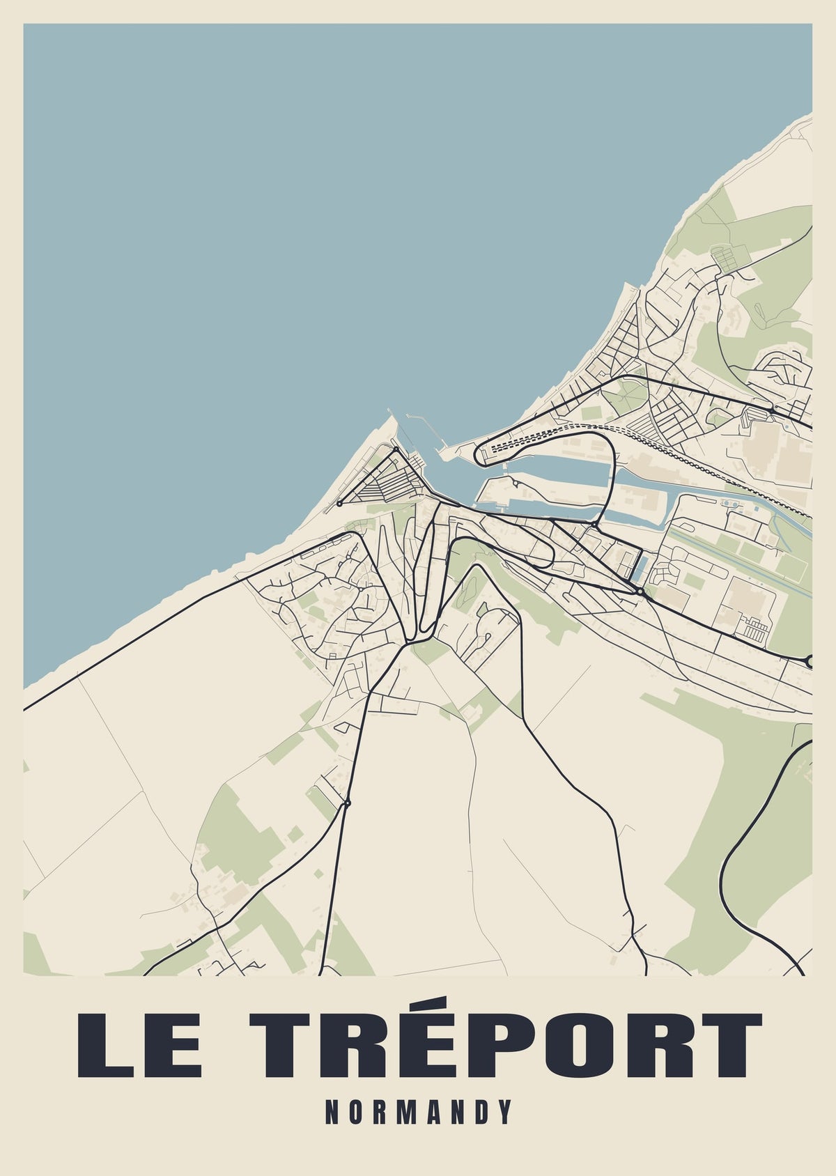 Street map poster of Le Tréport, Normandy