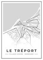 Street map poster of Le Tréport village centre, Normandy