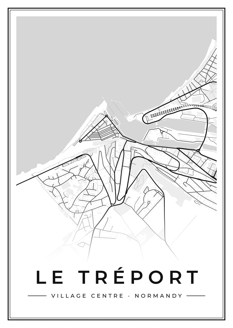 Le Tréport Village Centre Street Map Poster