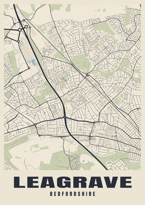 Leagrave Street Map Poster