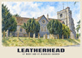 St Mary and St Nicholas Church, Leatherhead poster, English Watercolour style