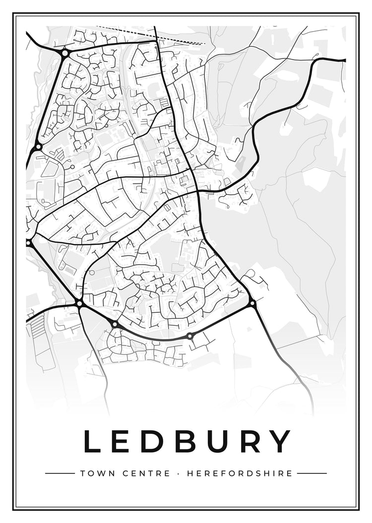 Ledbury Town Centre Street Map Poster