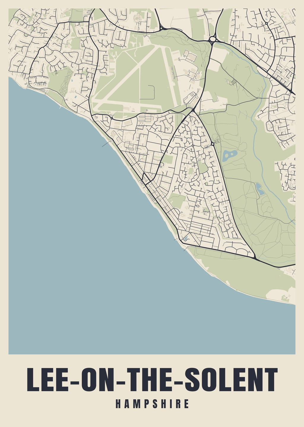 Street map poster of Lee-on-the-Solent, Hampshire