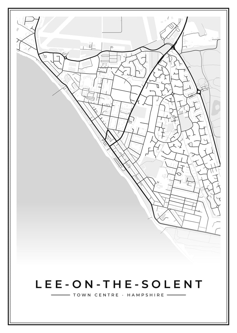 Lee-on-the-Solent Town Centre Street Map Poster