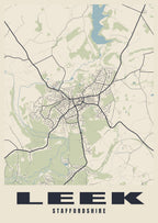 Street map poster of Leek, Staffordshire