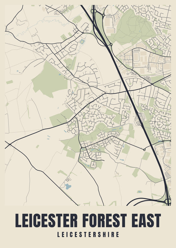 Leicester Forest East Street Map Poster
