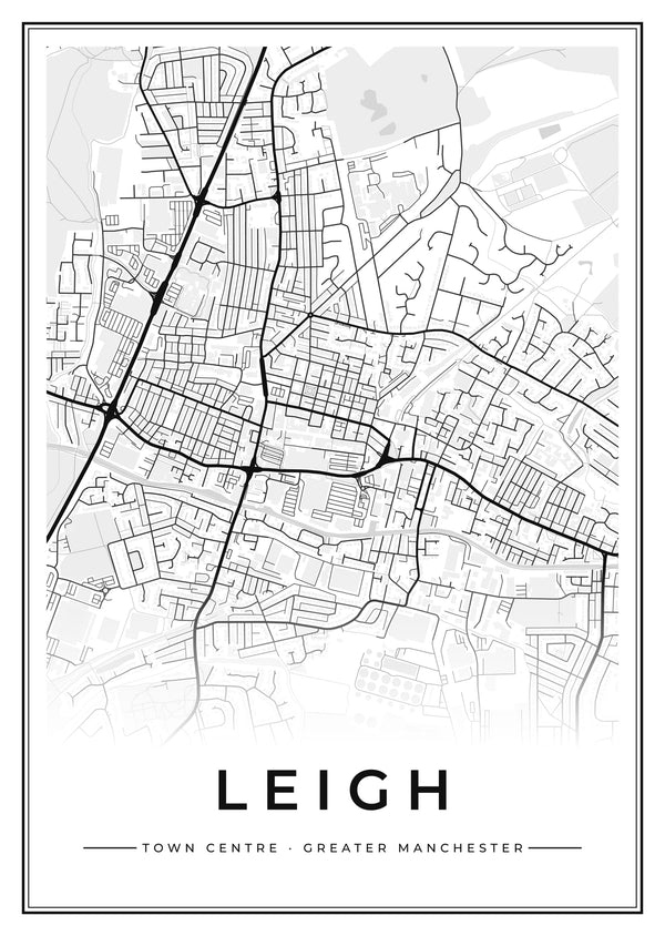 Leigh Town Centre Street Map Poster