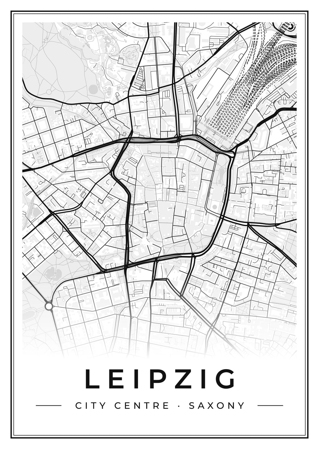 Street map poster of Leipzig city centre, Saxony