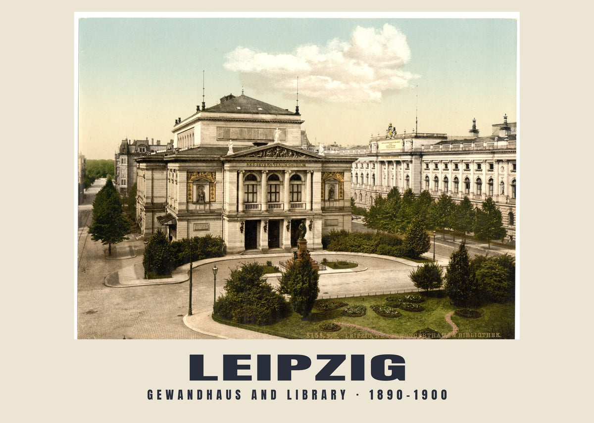 Gewandhaus and Library, Leipzig, 1890–1900 heritage photograph