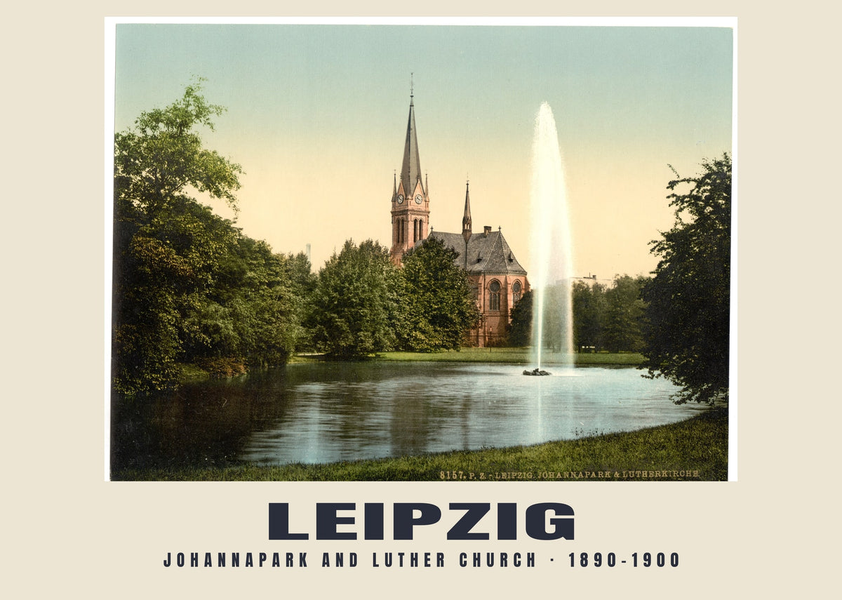 Johannapark and Luther Church, Leipzig, 1890–1900 heritage photograph