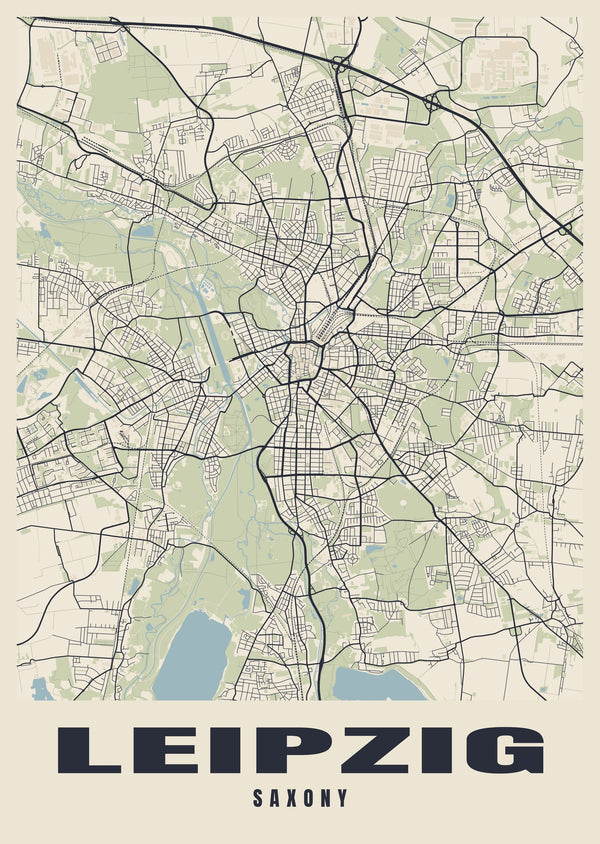 Leipzig Street Map Poster