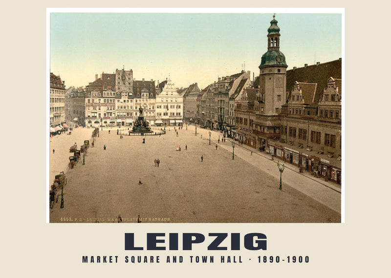 Market Square and Town Hall, Leipzig — 1890–1900 · Vintage photochrom print