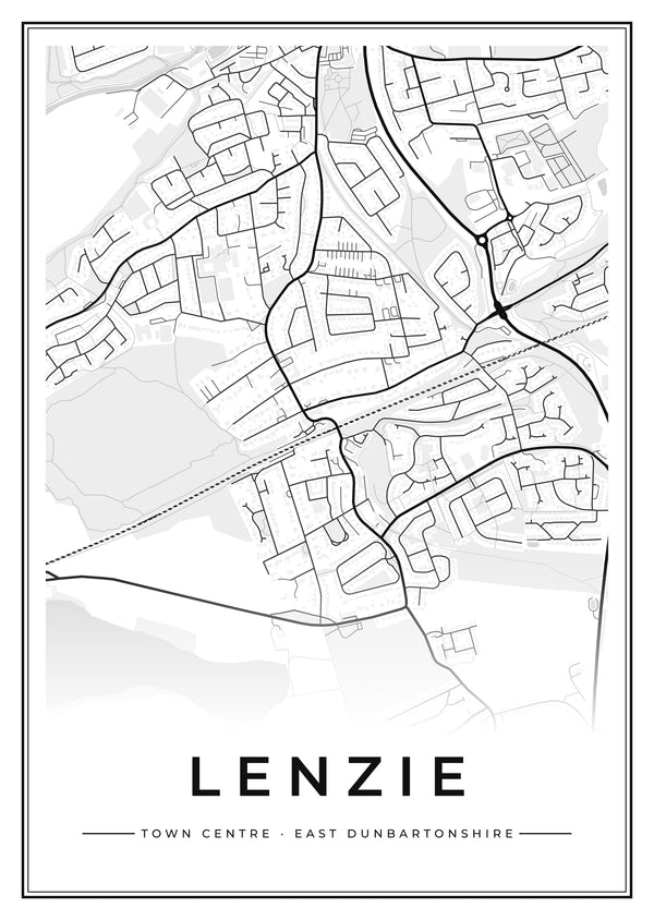Lenzie Town Centre Street Map Poster