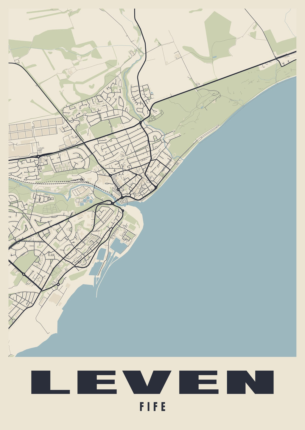 Street map poster of Leven, Fife