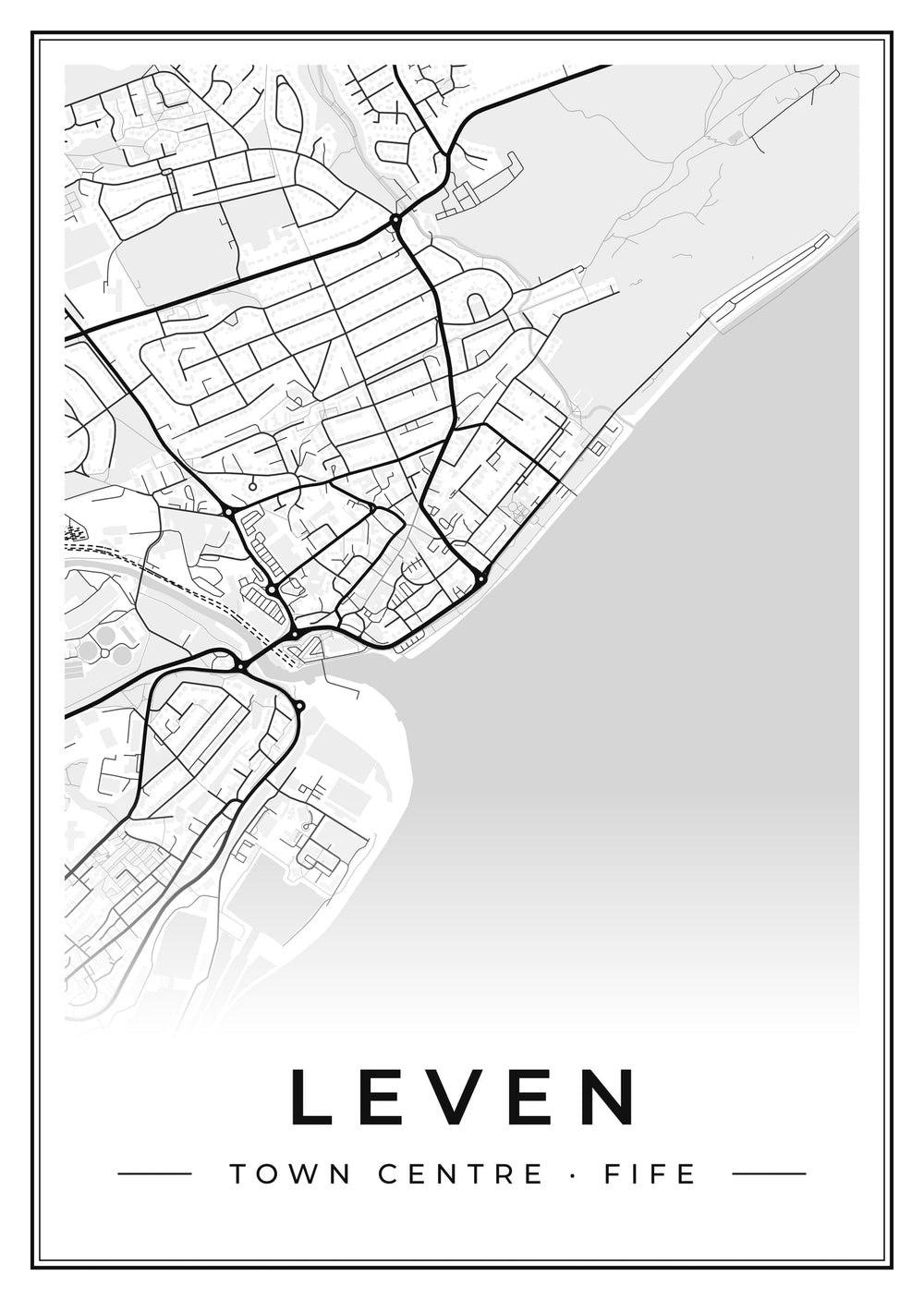 Leven Town Centre Street Map Poster