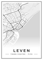Street map poster of Leven town centre, Fife